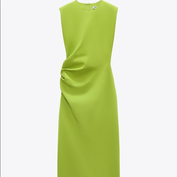 ZARA SHOULDER PAD DRAPED DRESS - S - Picture 5 of 7
